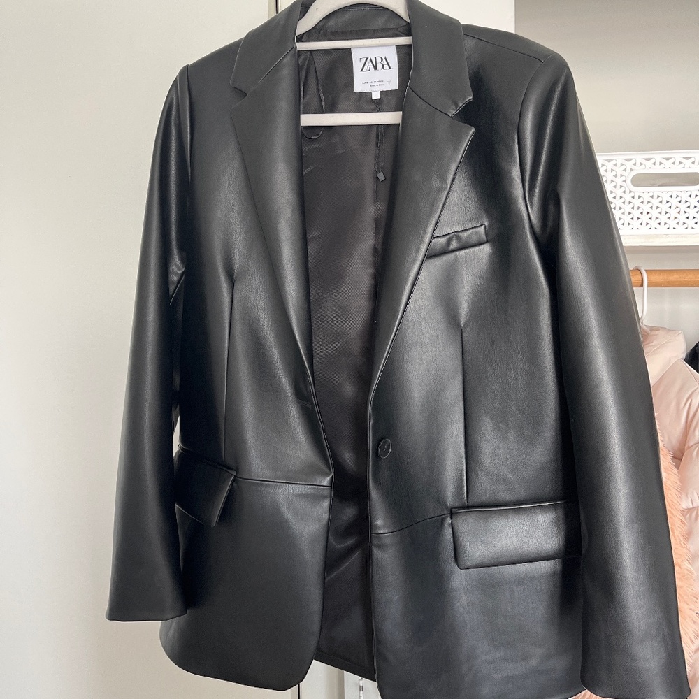 Faux Leather Blazer